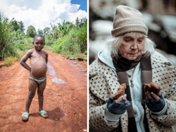 栄養失調の子供と老婆